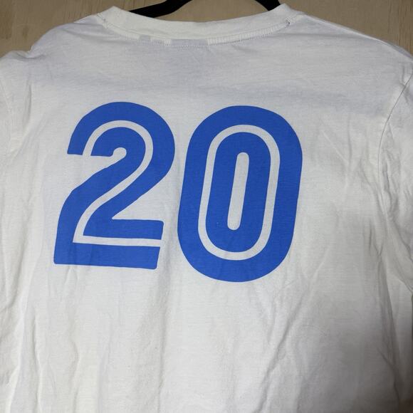 Superdry Men’s White Graphic T-Shirt Blue Logo “20” Back Size XL - Picture 8 of 8